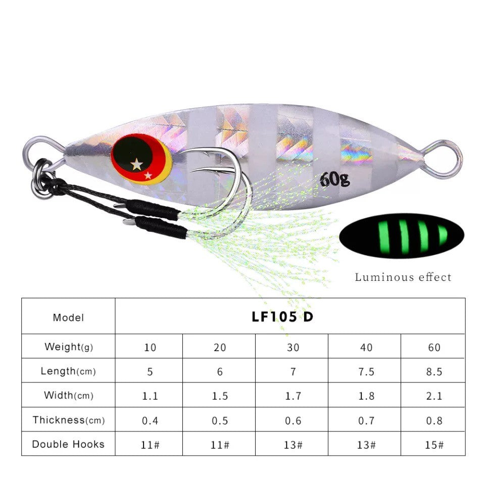 Isca Jigging Pro com Glitter Luminoso – Alta Performance para Pesca em Águas Salgadas