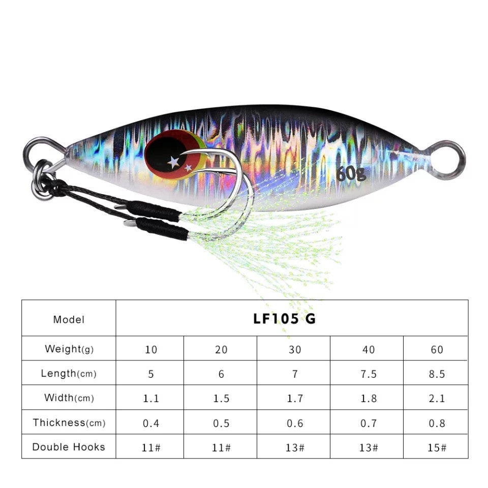 Isca Jigging Pro com Glitter Luminoso – Alta Performance para Pesca em Águas Salgadas