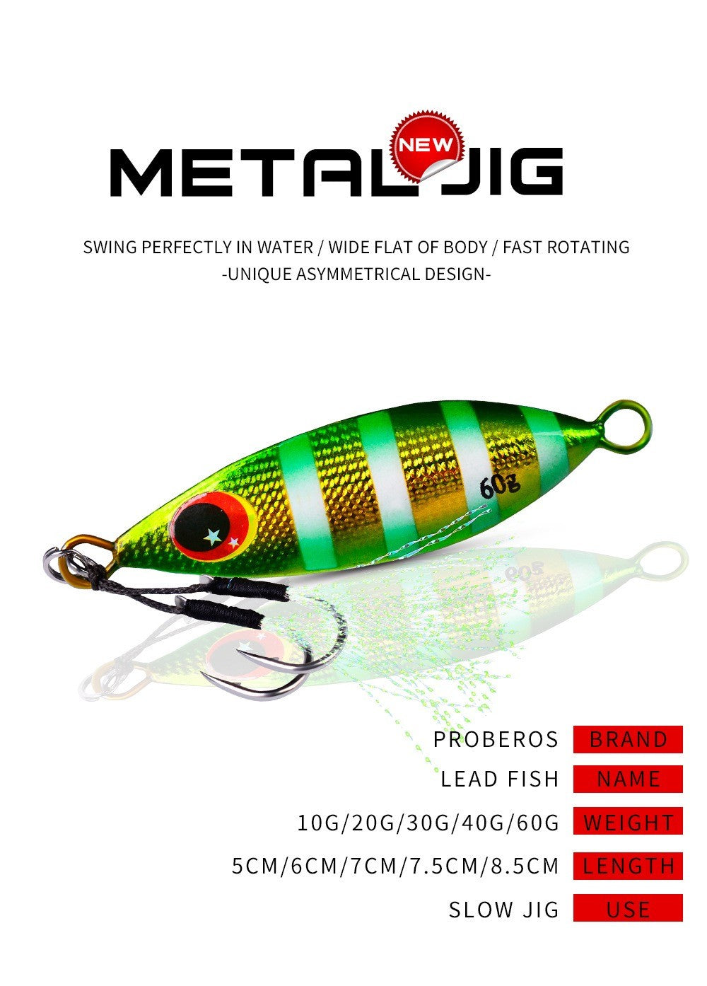 Isca Jigging Pro com Glitter Luminoso – Alta Performance para Pesca em Águas Salgadas