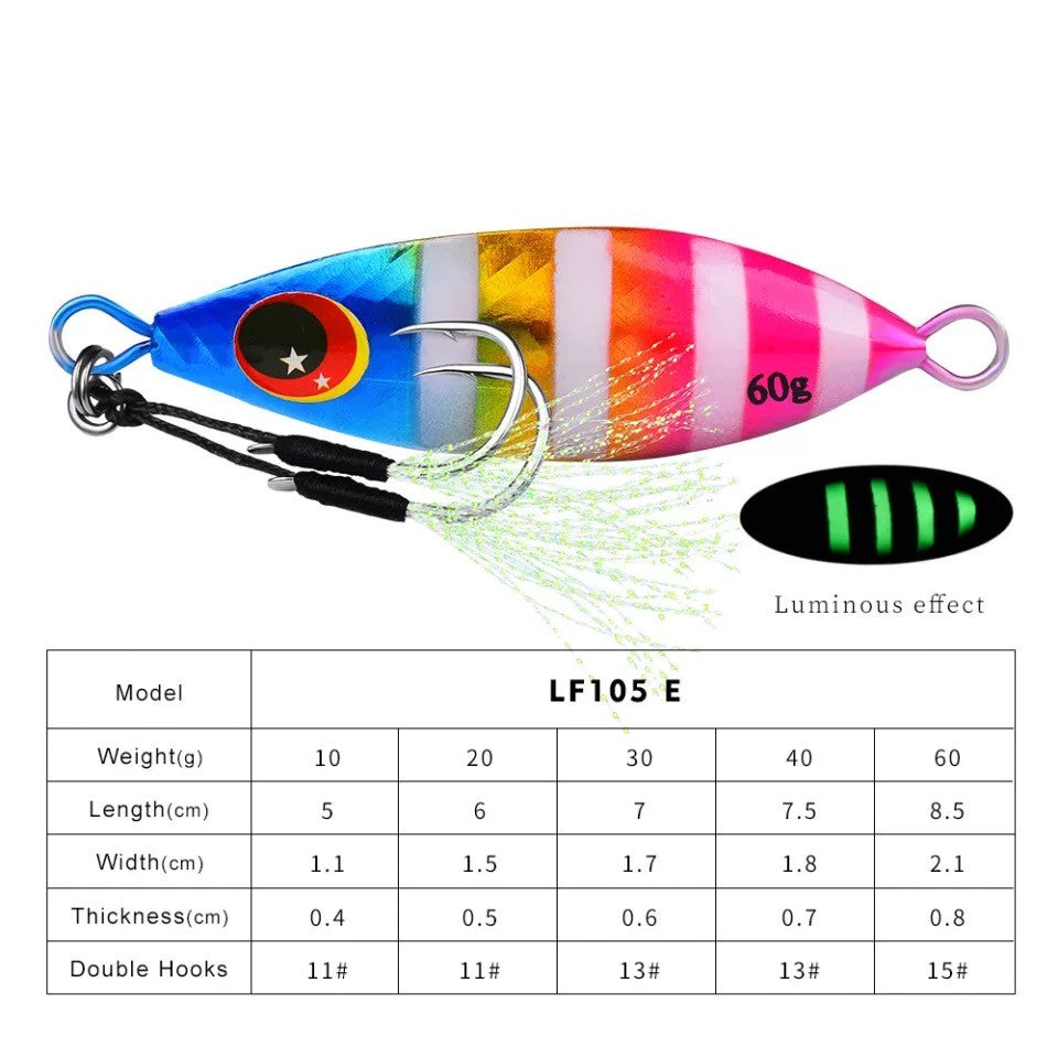 Isca Jigging Pro com Glitter Luminoso – Alta Performance para Pesca em Águas Salgadas