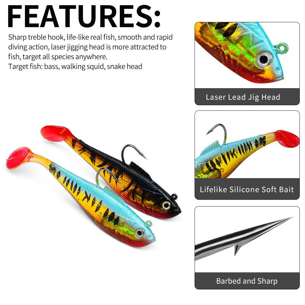 3 pçs gabarito gancho silicone macio isca conjunto swimbait 3.6g 9.5g 24.6g wobb
