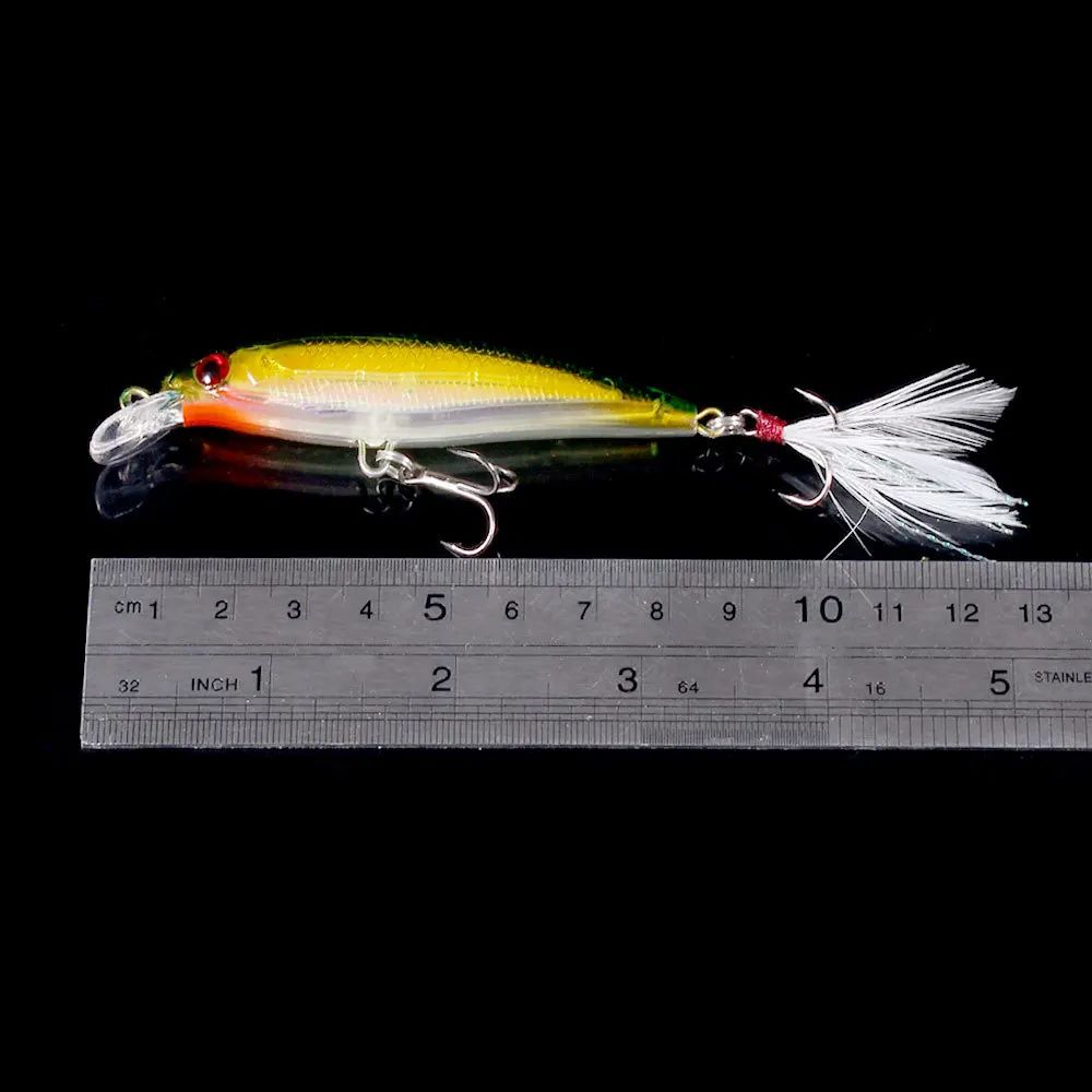 Laser minnow isca de pesca 10/5 pçs artificial biônico 9cm/7g balanço isca dura