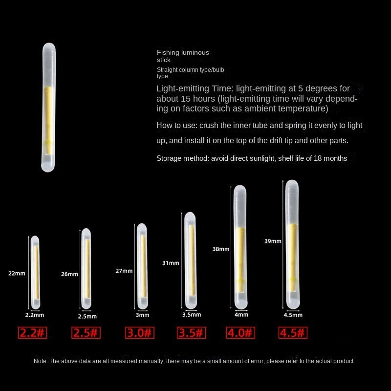50/100 pçs firefly vara fluorescente luz vara de pesca flutuante luz escura vara