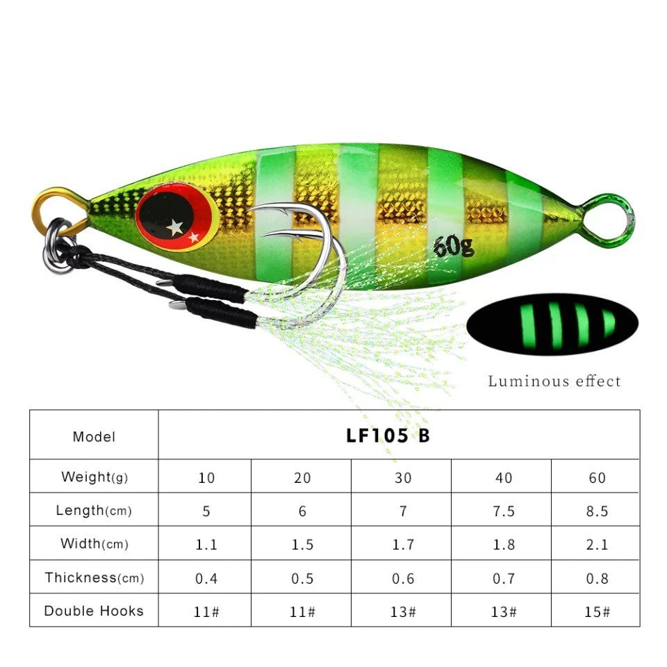Isca Jigging Pro com Glitter Luminoso – Alta Performance para Pesca em Águas Salgadas