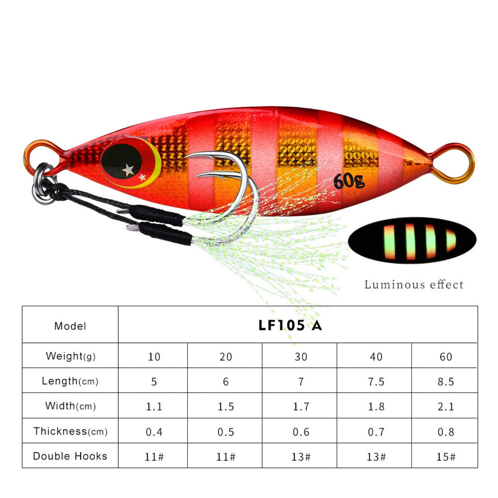 Isca Jigging Pro com Glitter Luminoso – Alta Performance para Pesca em Águas Salgadas