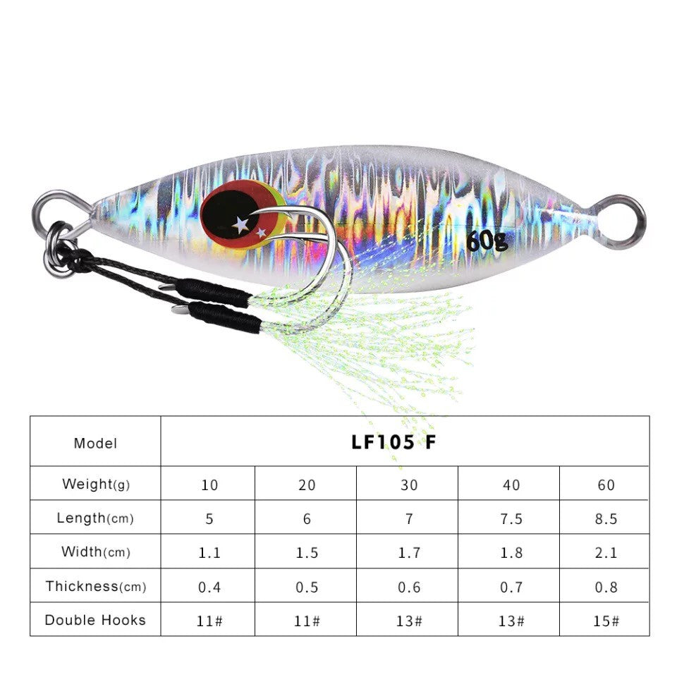 Isca Jigging Pro com Glitter Luminoso – Alta Performance para Pesca em Águas Salgadas