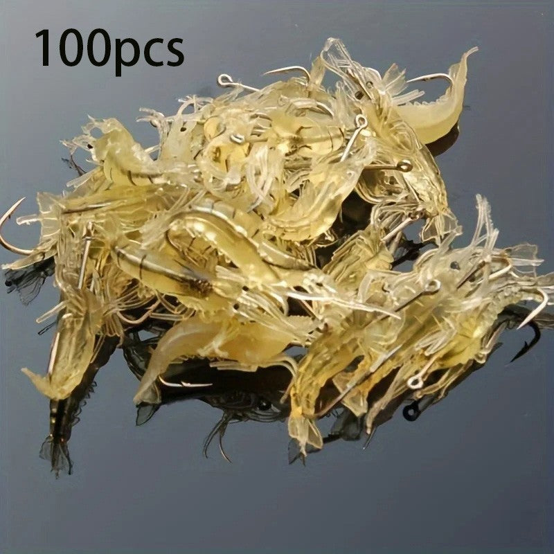 50/100 peças goture camarão iscas de pesca de camarão macio para água doce água s