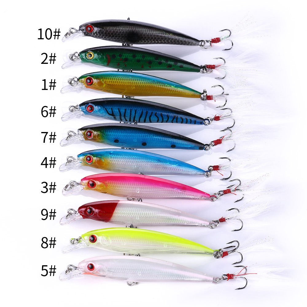 Laser minnow isca de pesca 10/5 pçs artificial biônico 9cm/7g balanço isca dura