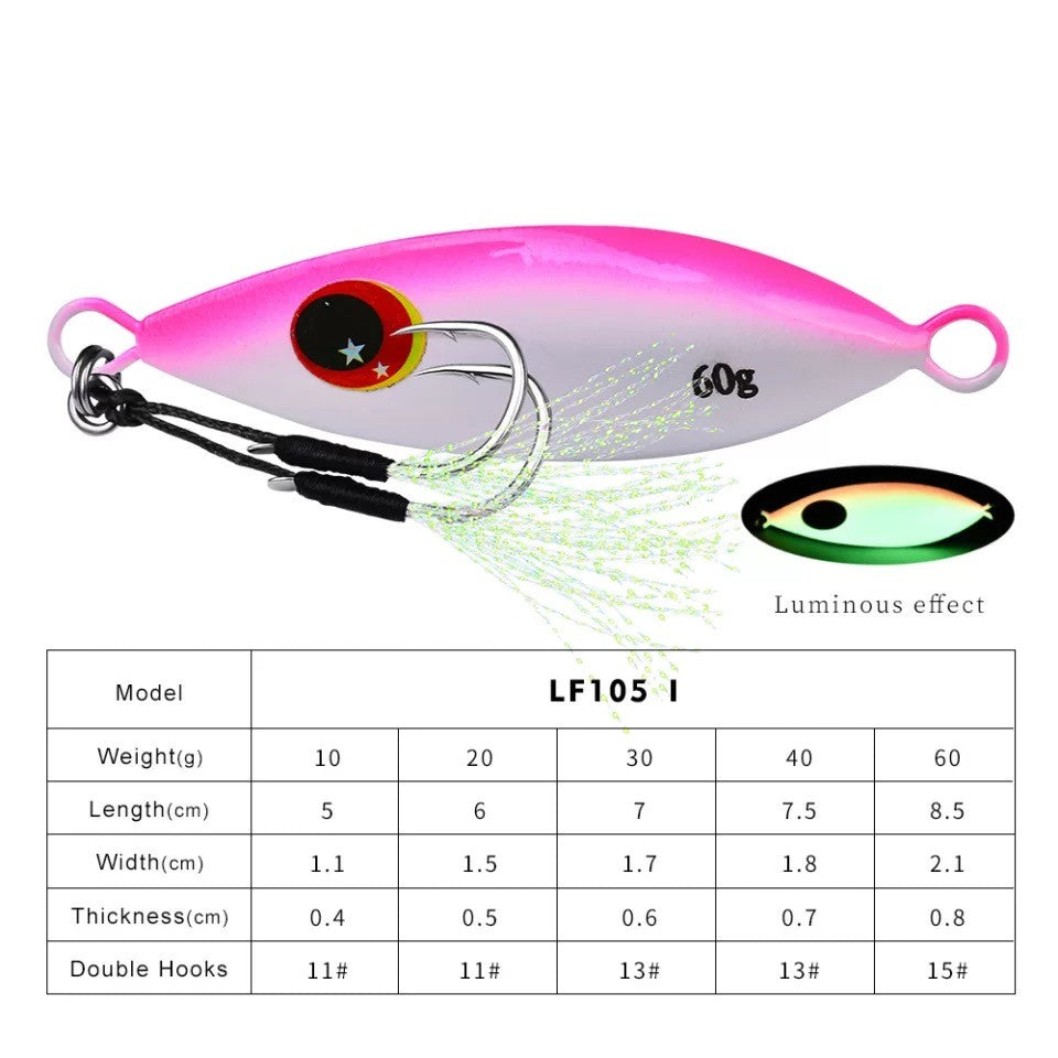 Isca Jigging Pro com Glitter Luminoso – Alta Performance para Pesca em Águas Salgadas