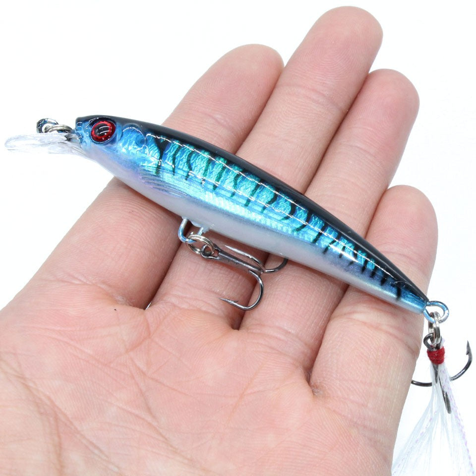 Laser minnow isca de pesca 10/5 pçs artificial biônico 9cm/7g balanço isca dura