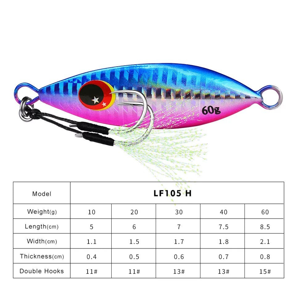 Isca Jigging Pro com Glitter Luminoso – Alta Performance para Pesca em Águas Salgadas