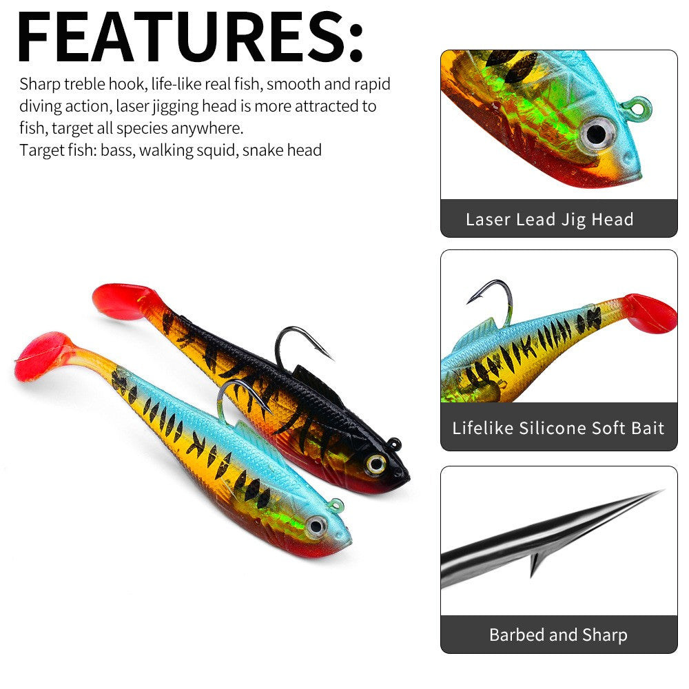 3 pçs gabarito gancho silicone macio isca conjunto swimbait 3.6g 9.5g 24.6g wobb